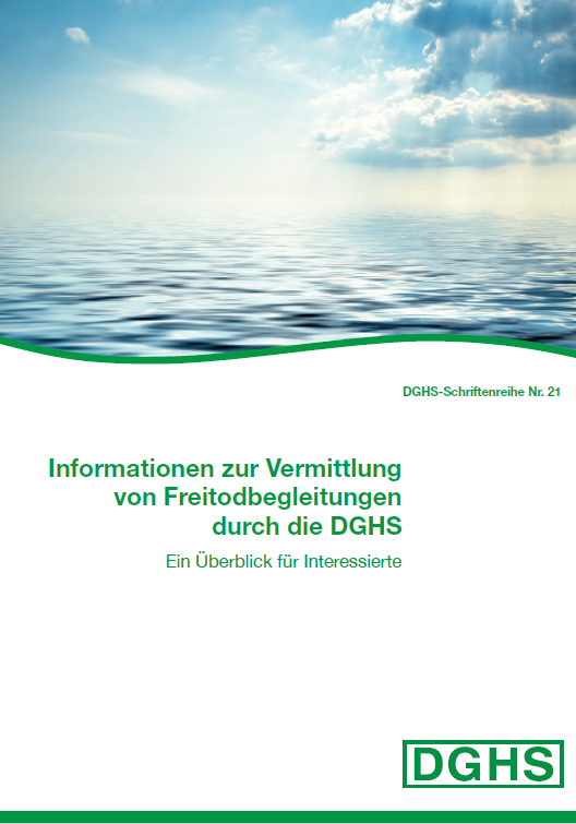Deckblatt für die Broschüre Informationen zur Vermittlung von Freitodbegleitungen durch die DGHS